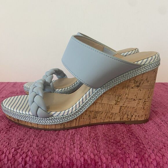 Draper James RSVP Charlotte Wedge Sandals Blue Size 8 - Picture 4 of 12